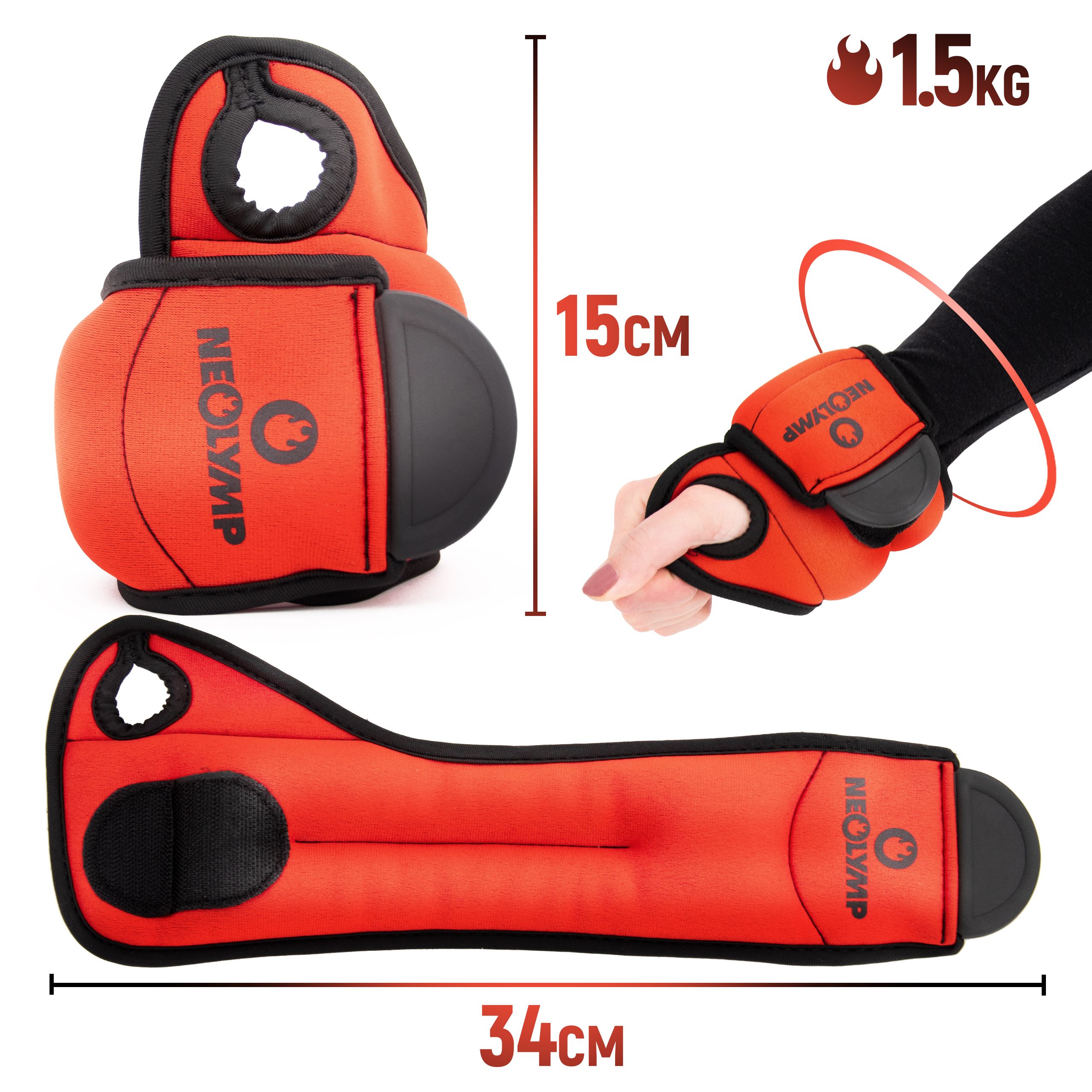 NEOLYMP 2er Set Gewichtsmanschetten Hand 1,5 KG