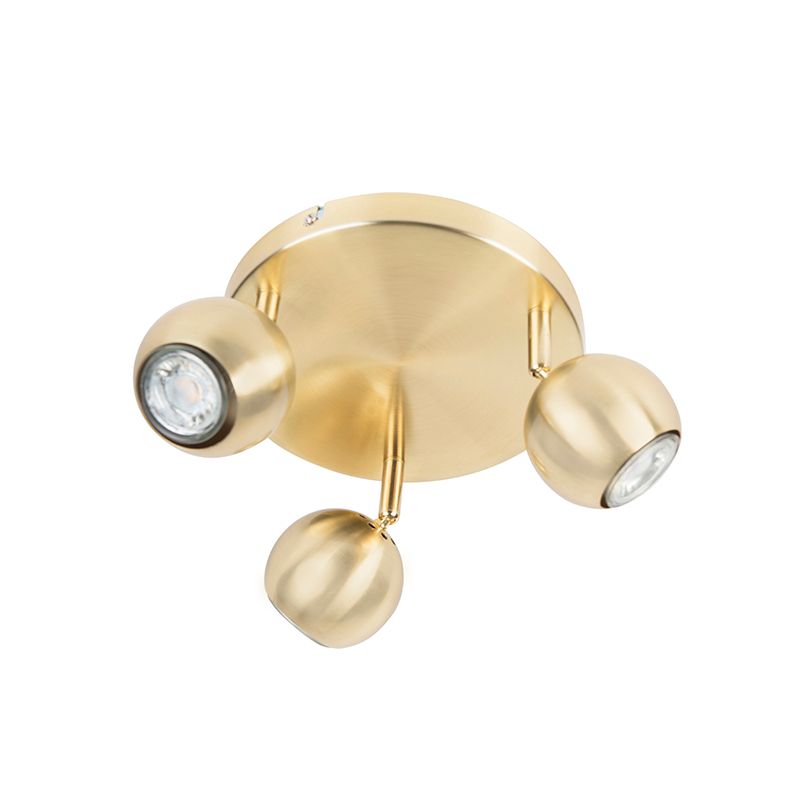 Retro ronde spot messing met plafondplaat 3-lichts - Gissi