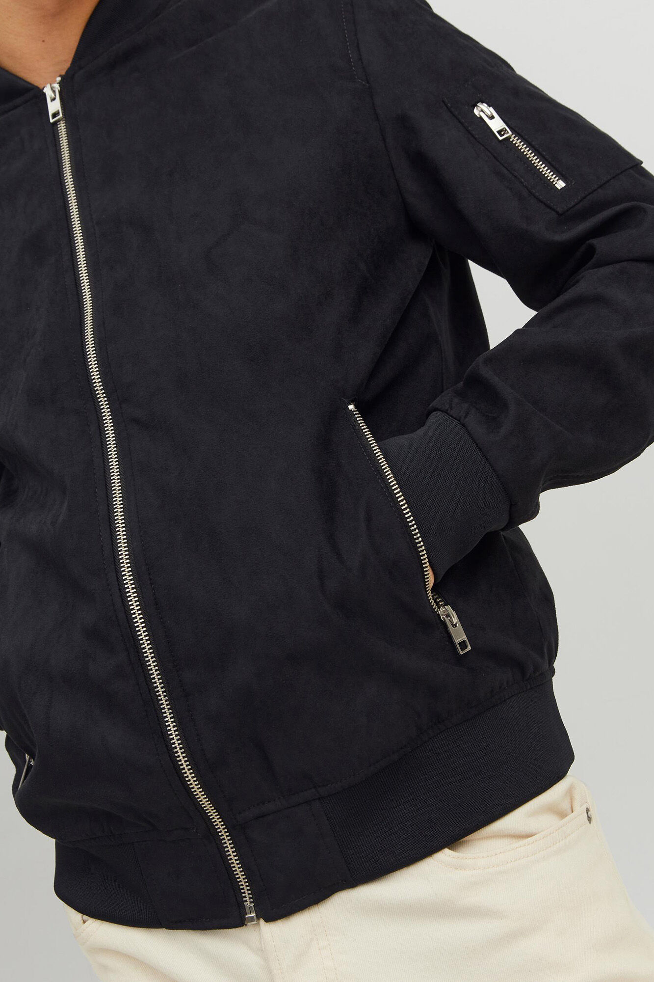 jaqueta bomber de couro sintético