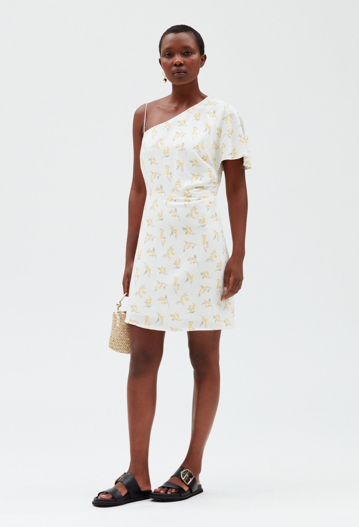 Robe midi asymetrique mimosa