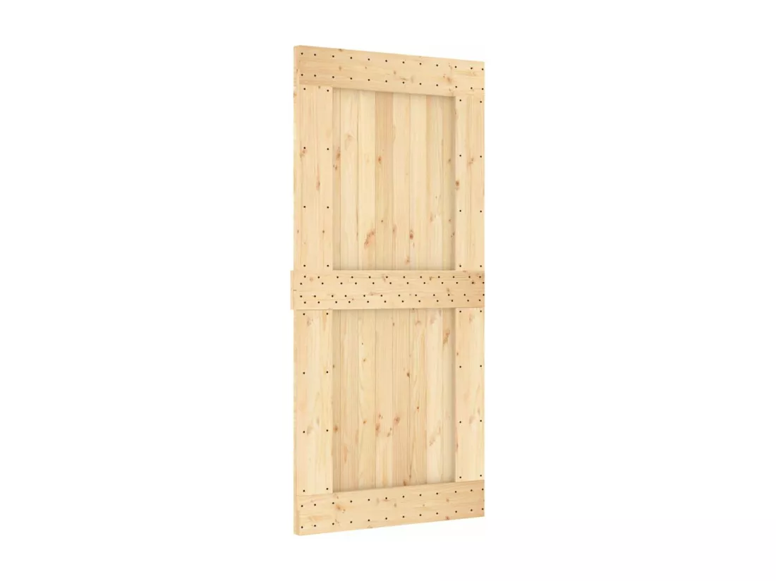 Porte coulissante et kit de quincaillerie 95x210 cm pin massif