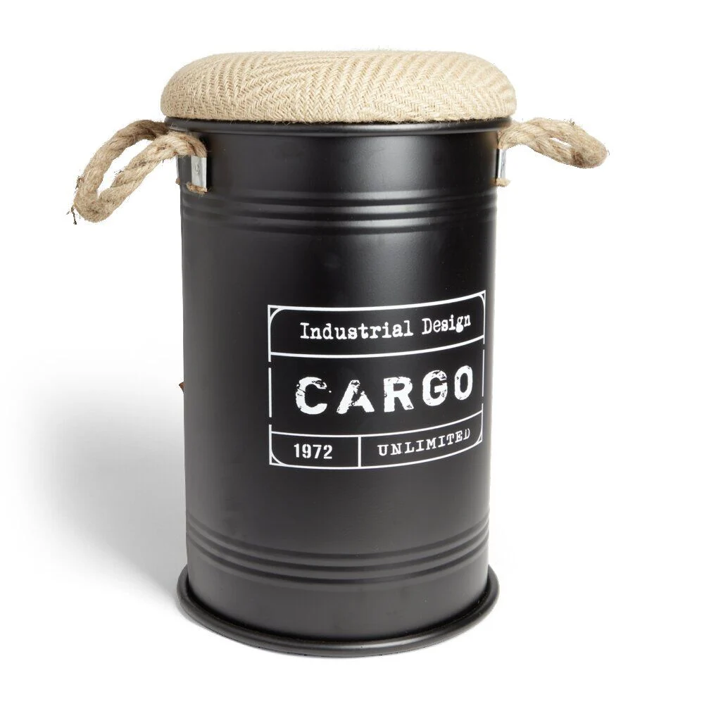Pouf coffre de rangement petit modèle Ø27xH43,5cm noir