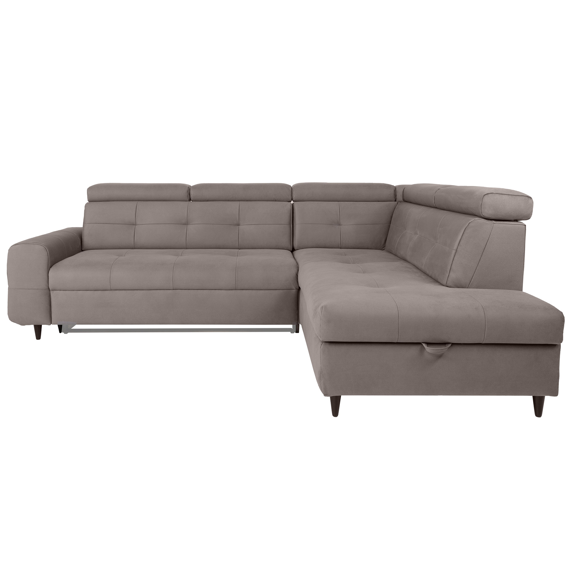 Ecksofa - grey - Velvet - Liegefunktion und Staukasten - Recamiere rechts
