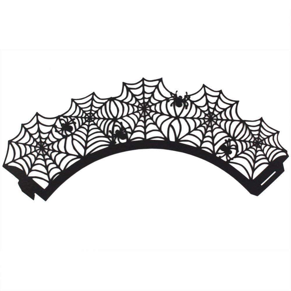 (24er Set) Halloween Einweg Papier Cupcake Förmchen Grusel Muffin Form Party Backform - Spinnennetz
