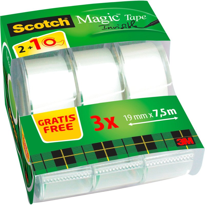 Pack 2 dévidoirs adhésif Scotch Magic + 1 offert