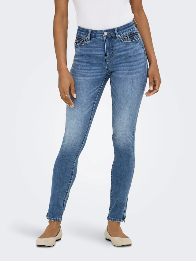 ONLY Skinny-fit-Jeans »ONLWAUW MW ZIP SK ANK DNM BOX«