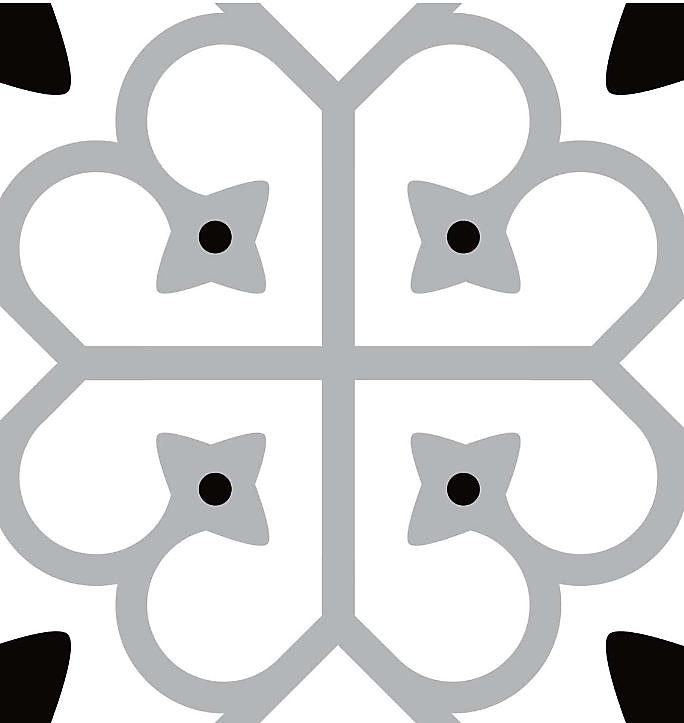 8 carreaux adhésifs motif rosace grise L.10 x H.10 x l.0,4cm
