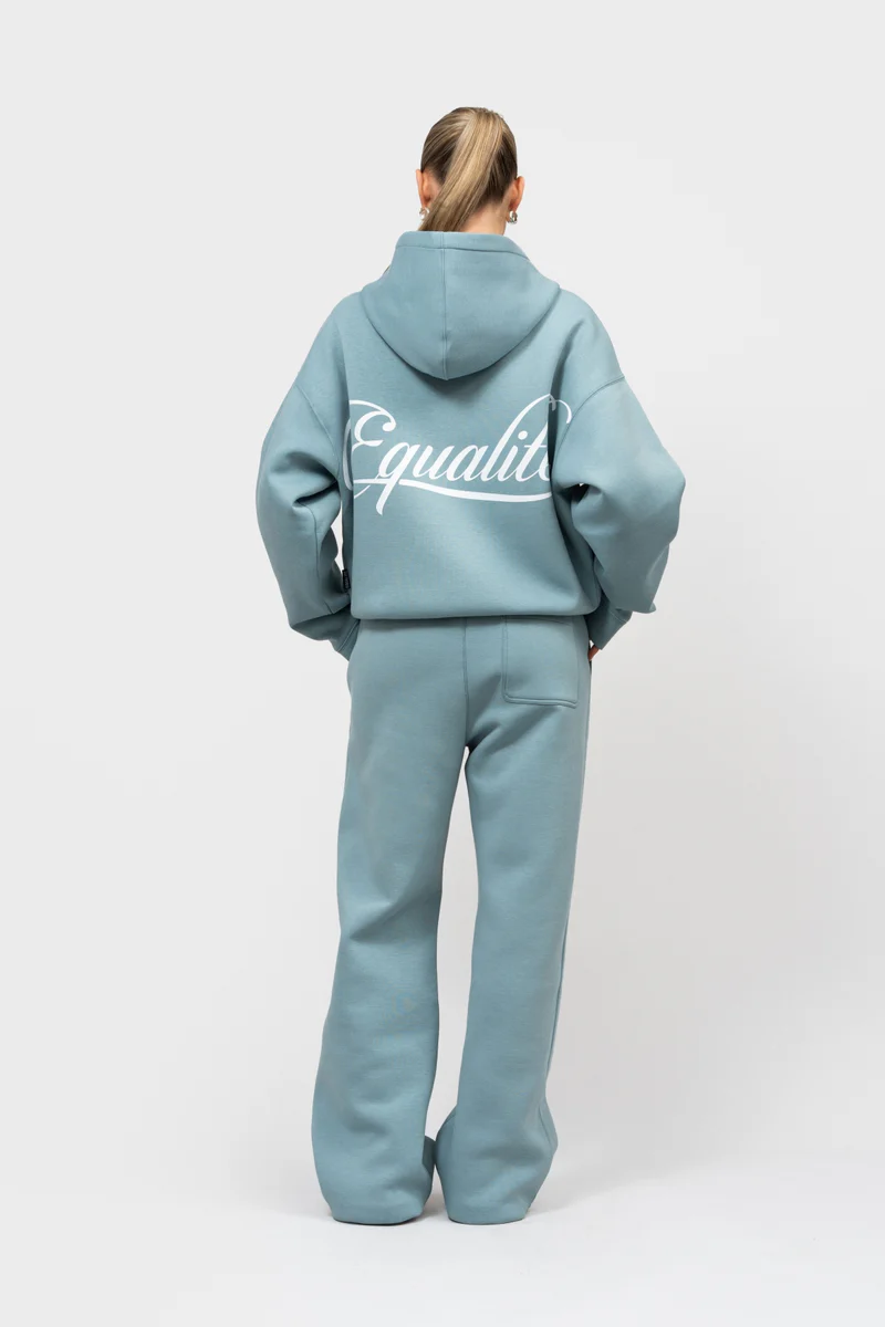 Equalité Yuki Oversized Scuba Full Zip Hoodie Dames Lichtblauw
