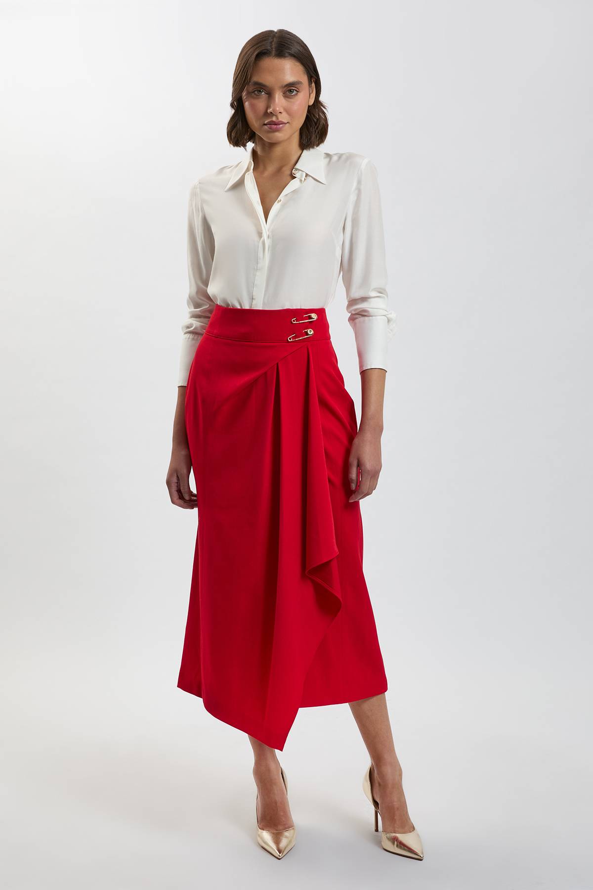 KarenMillen Jupe Longue Ajustée Avec Drapé Et Finition Portefeuille