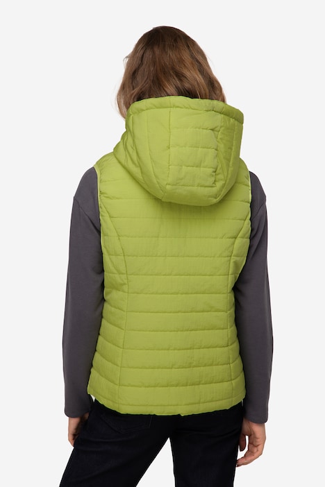 Wende-Steppweste, wasserabweisend, Kapuze, Zipper, ärmellos