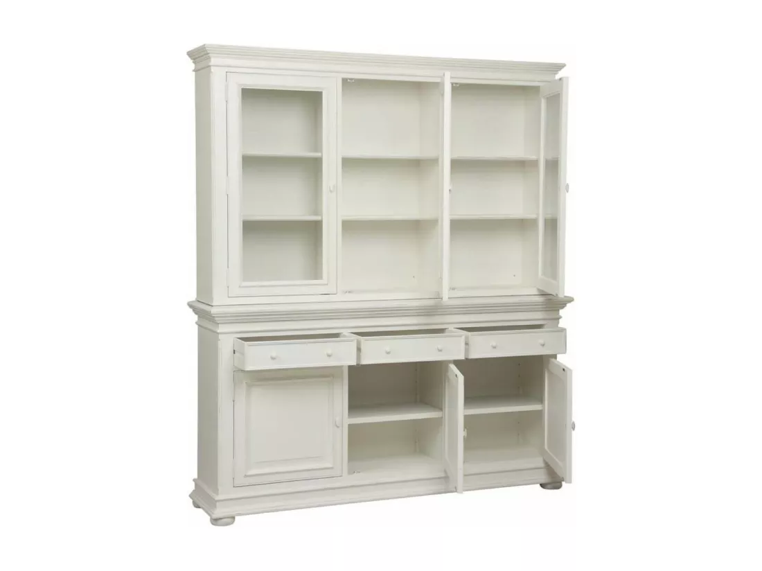 Buffet 3 portes vitrées Bois-MDF Blanc - Harmonie Interior's