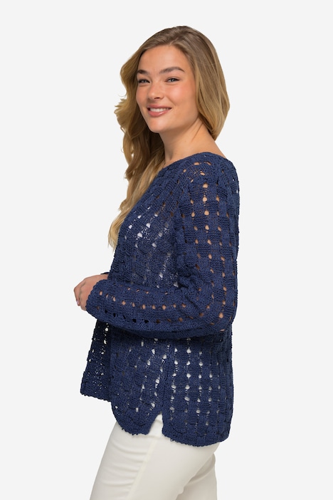 Pullover, Strukturstrick, Bändchengarn, Langarm