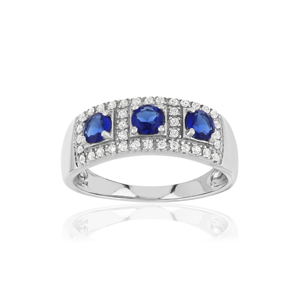 Bague argent 925 pierres imitation bleues et zirconias