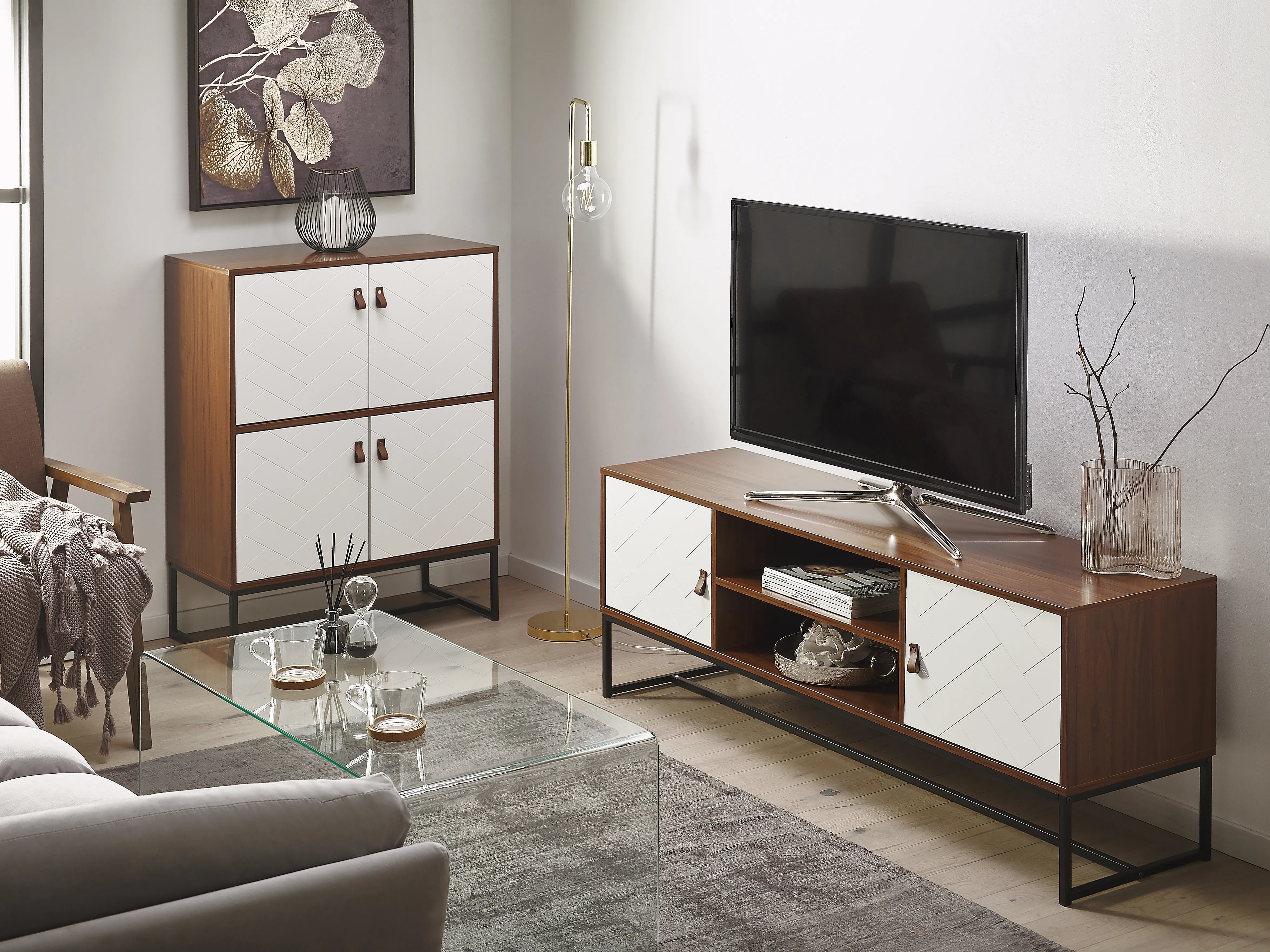 TV-meubel NUEVA Donkerbruin/wit
