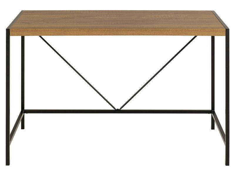 AC Design Tisch Bahamas, Schwarz / Braun Schreibtisch mit robuster Platte in rustikaler Eichenoptik