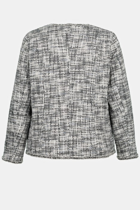 Bouclé-Jacke, Zierband, Rundhals, Hakenverschluss