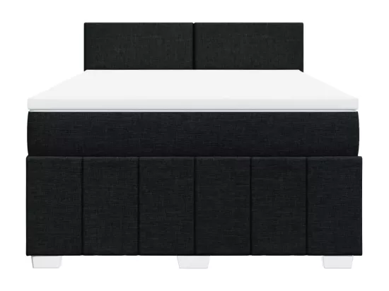 Sommier à lattes de lit avec matelas Noir 140x190 cm Tissu