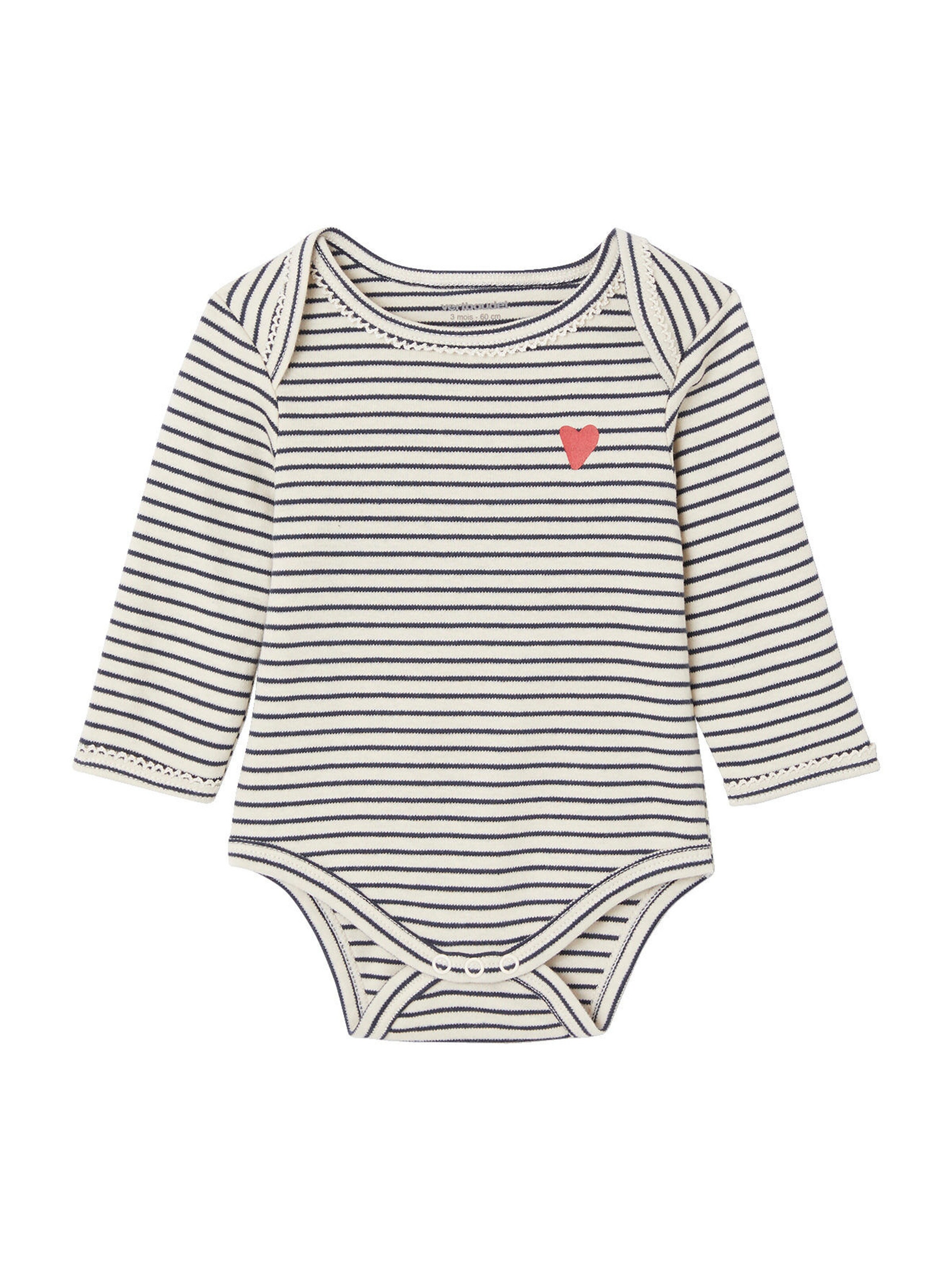 Vertbaudet Bio-Kollektion: 5er-Pack Baby Schlupfbodys nachtblau+weiß+gestreift+wollweiß