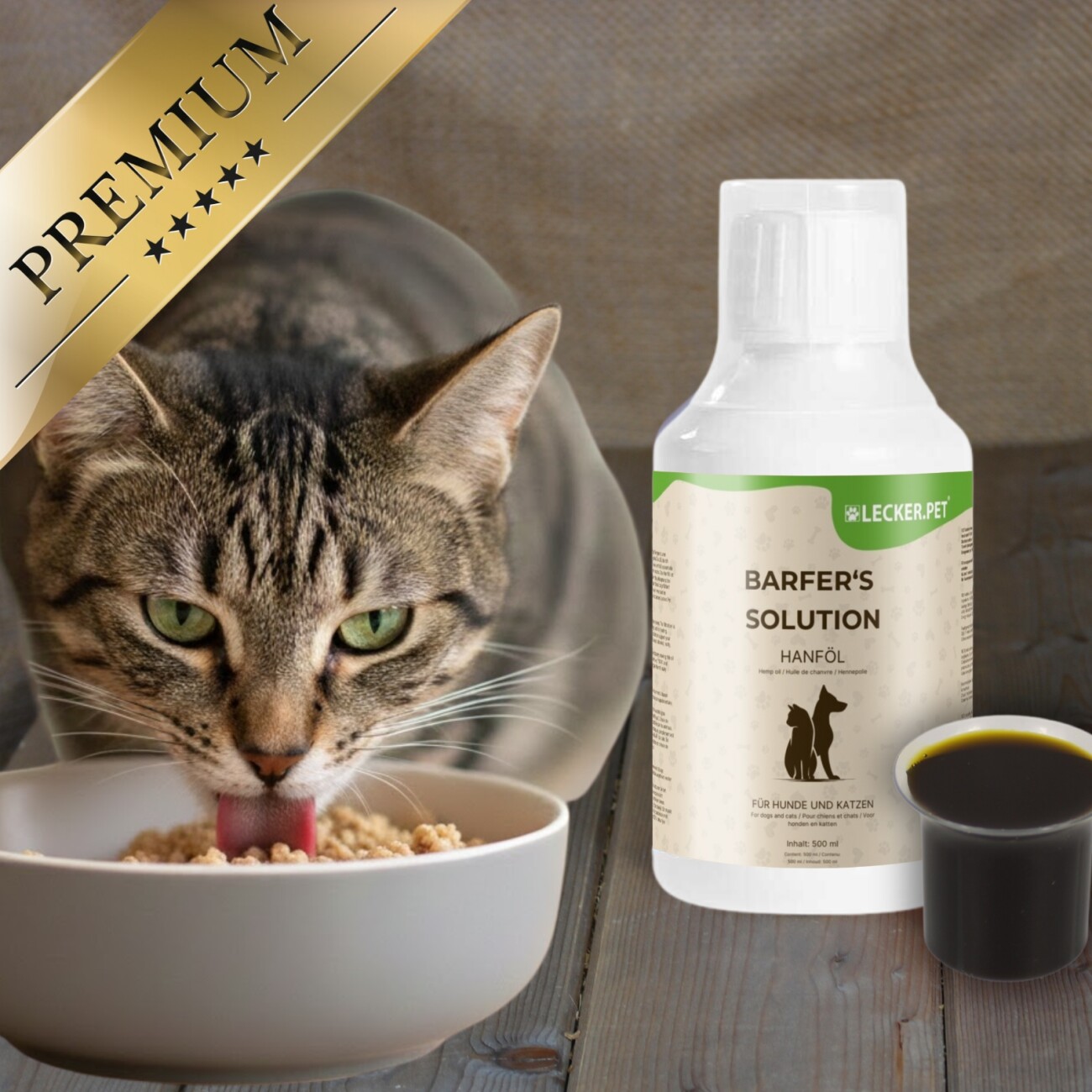 Lyra Pet Lecker.Pet Barfer's Solution 100 % Hanföl für Hunde & Katzen 500 ml