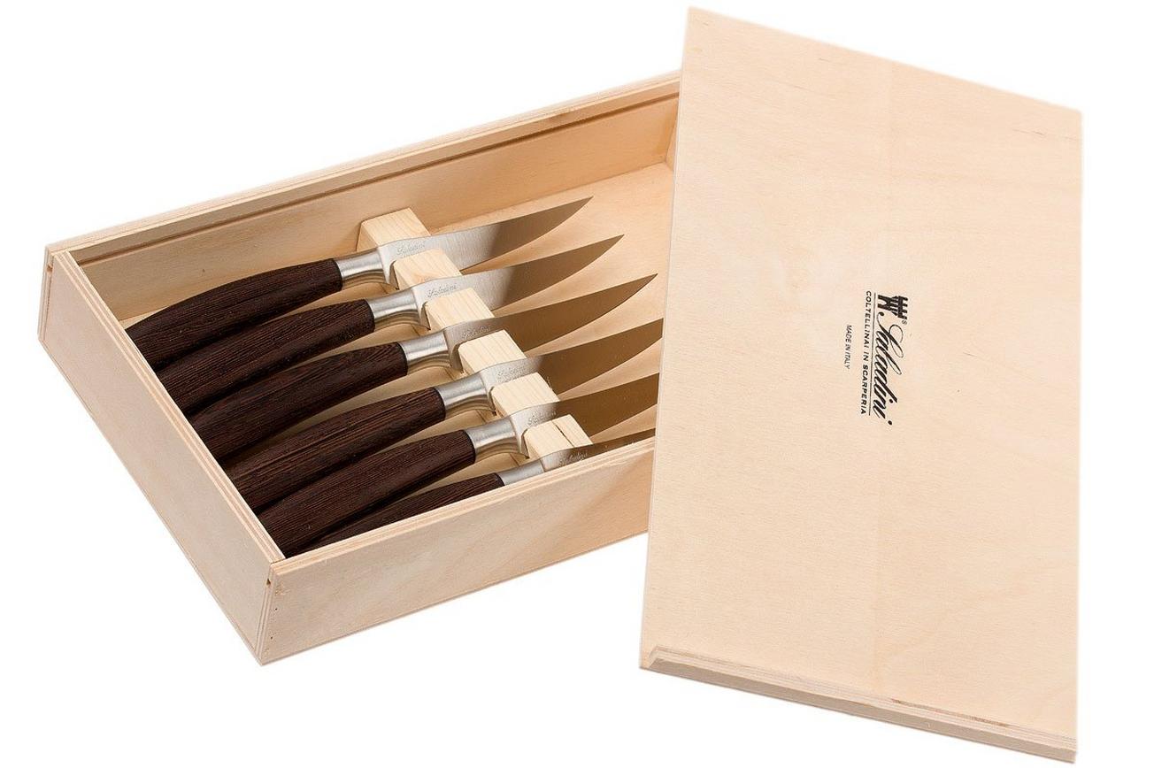 Saladini 6-delige steakmessenset 23 cm, wengé