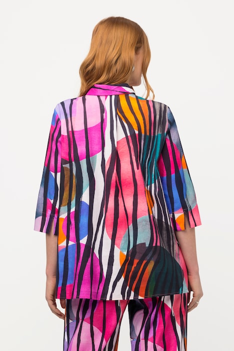 Hemdbluse, Leinenmix, Hemdkragen, 3/4-Arm