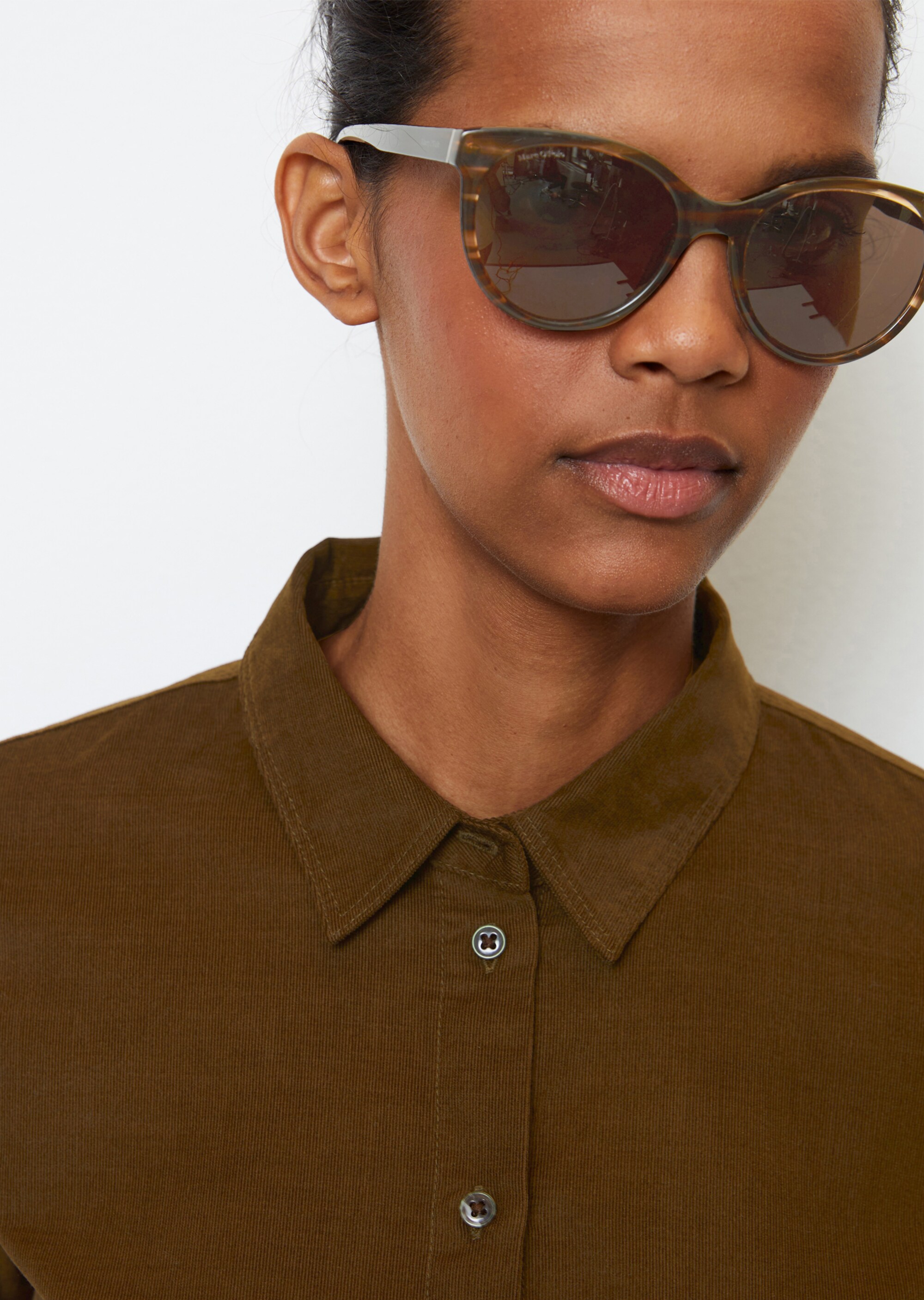 Feincord-Langarm-Bluse regular aus Organic Cotton-Lyocell-Mix