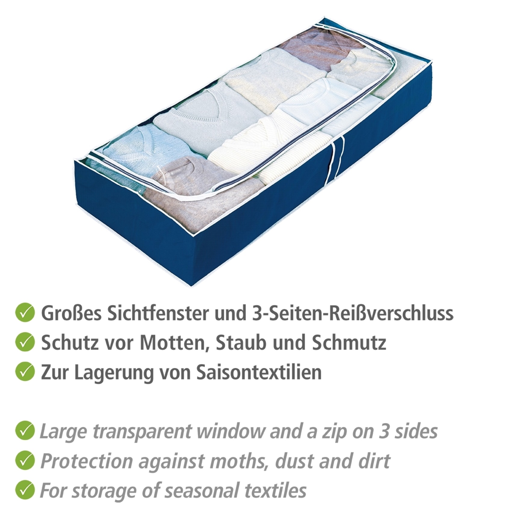 WENKO Unterbettkommode »Modell Air« für Saisontextilien, mit Sichtfenster und 3-Seiten-Reissverschluss