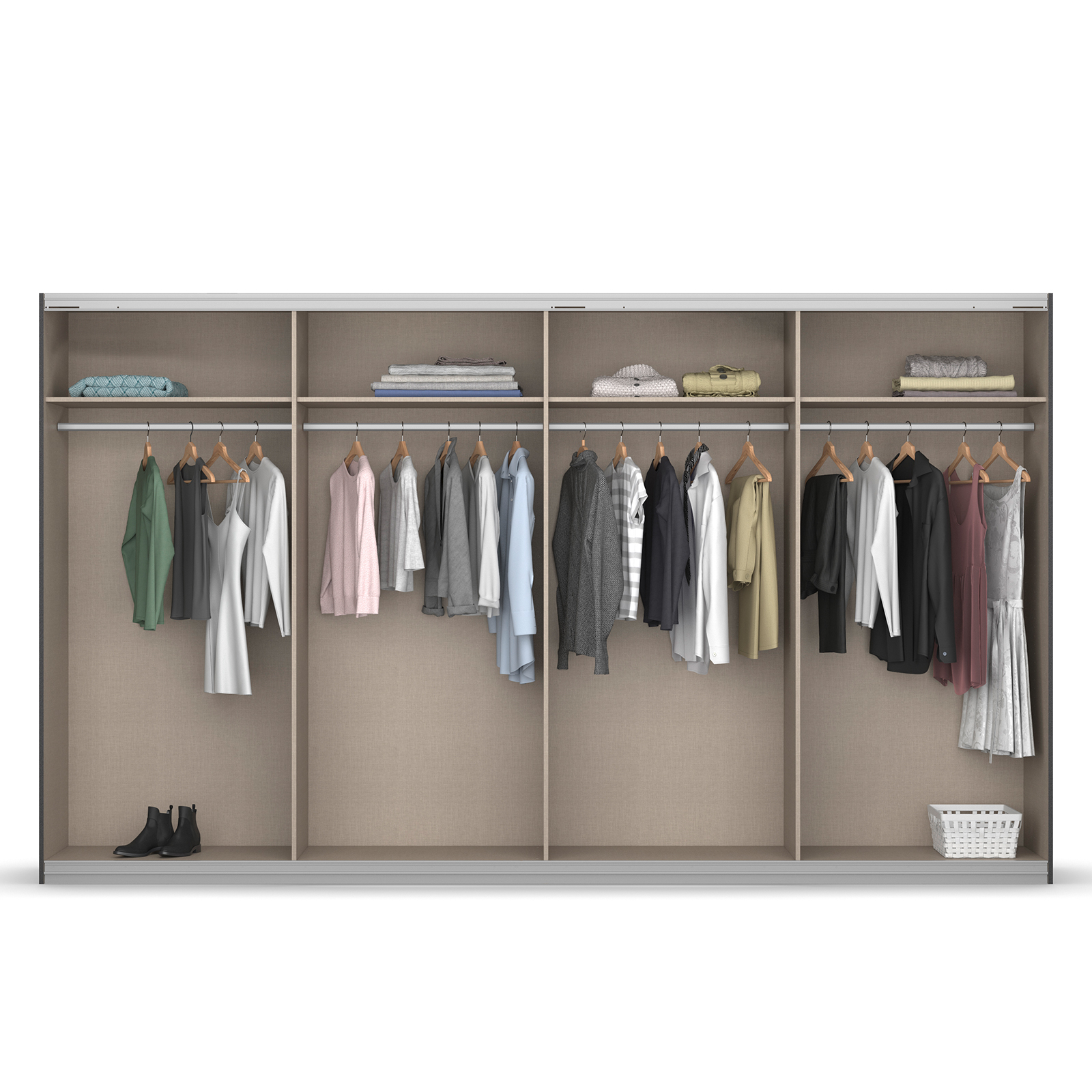 Schwebetürenschrank - weiß Hochglanz - 2 Spiegeltüren - 360x211 cm
