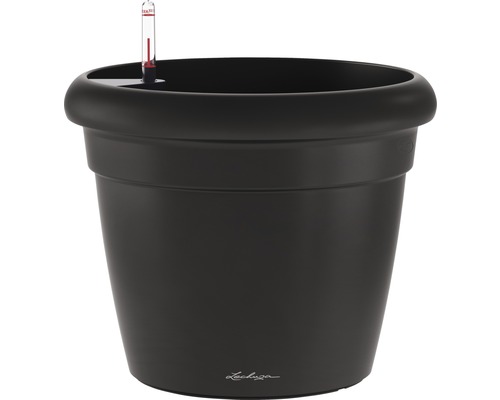 Lechuza Rustico Color kunststof bloempot, Ø 35 cm, H 32 cm, zwart, inclusief zelfbewateringssysteem