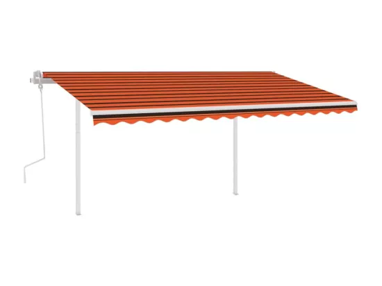 Auvent manuel rétractable avec LED 4,5x3 m Orange et marron