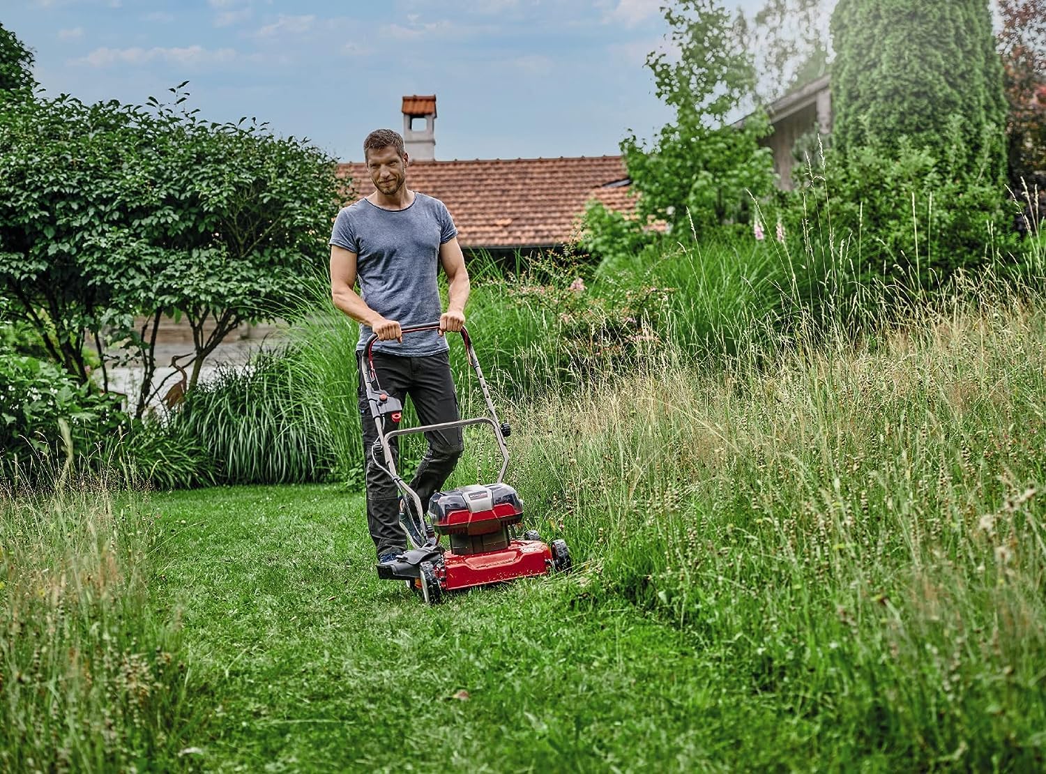 Einhell Tondeuse à gazon sans fil GE-CM 36/48 Li M-Solo Power X-Change (36 V, 48 cm largeur de coupe, jusqu'à 1000 m², fonction mulching) Livré sans B