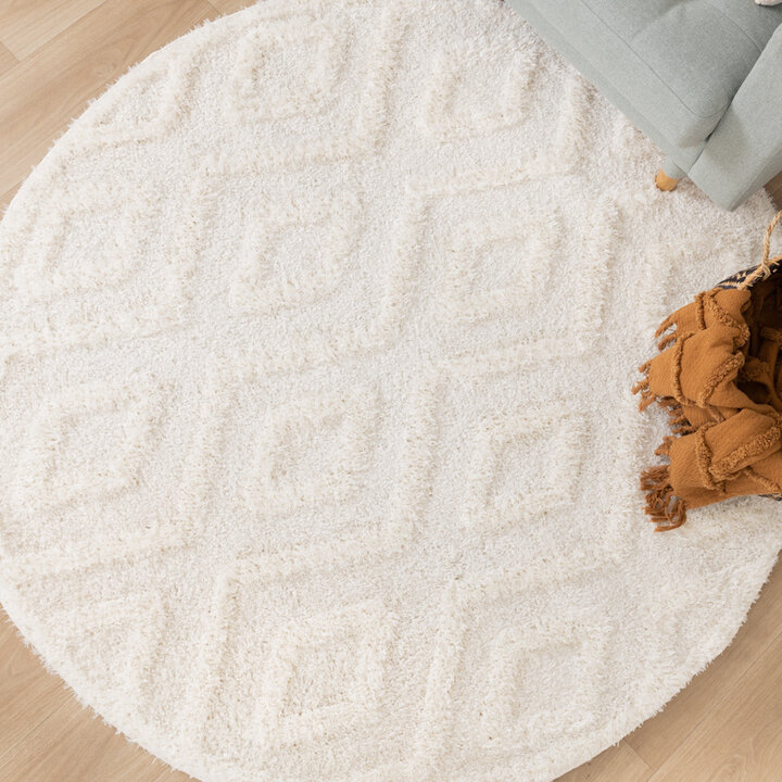 Rond Scandinavisch vloerkleed - Lova Diamond Creme