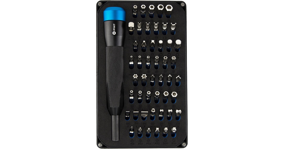 iFixitMahi Bundel gereedschapsset  (Zwart/blauw, 48 Bit Driver Kit + 3x tang)