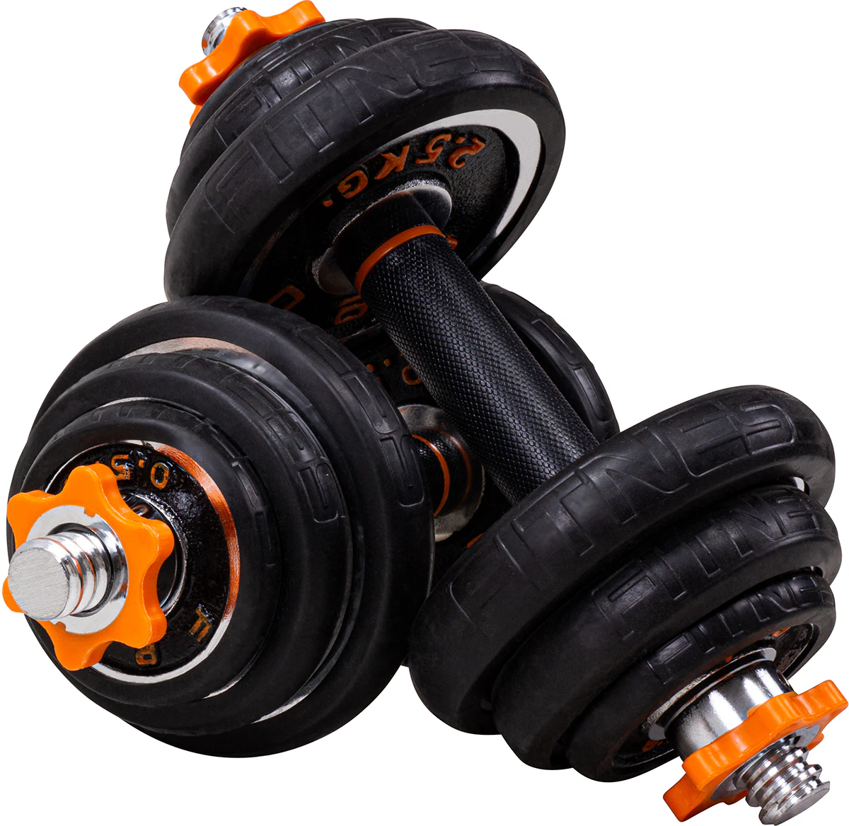 Miweba Sports FED 4in1-Hantelset, Kurzhanteln, Langhantel, Hantelscheiben Stahl, 20/30 kg, Koffer (ohne Kugelhantel-Griffen, 20 Kg schwarz)