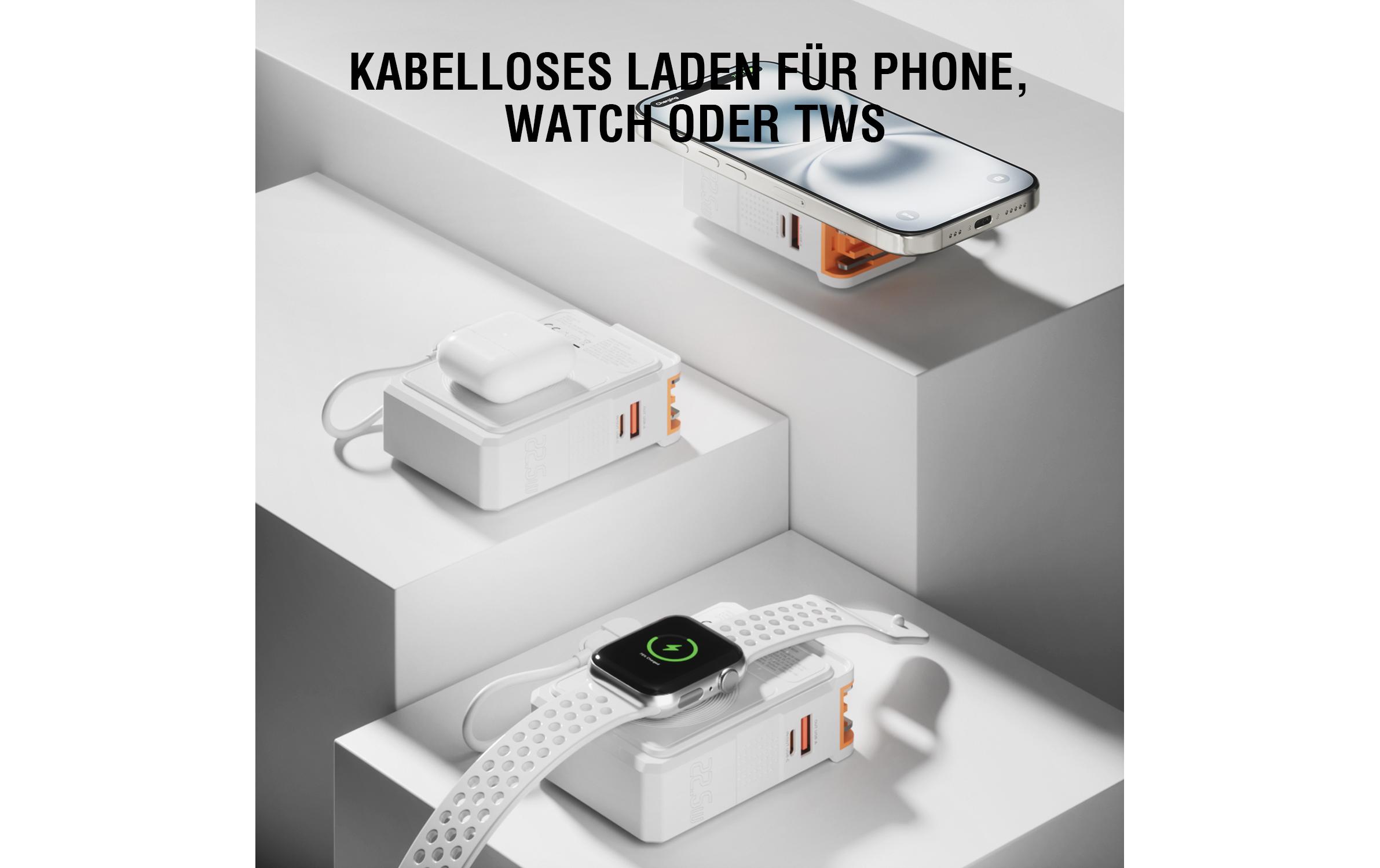 Powerbank 6in1 Hybrid Charger 10000 mAhKabelloses Ladegerät mit Multi-Ladefunktion