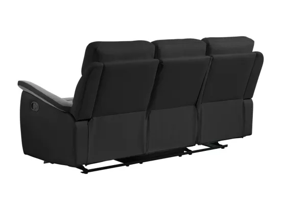 Canapé de Relaxation 3 places en Microfibre et Simili Léon - Gris et Noir - L191 x 94 x 100cm - Loungitude