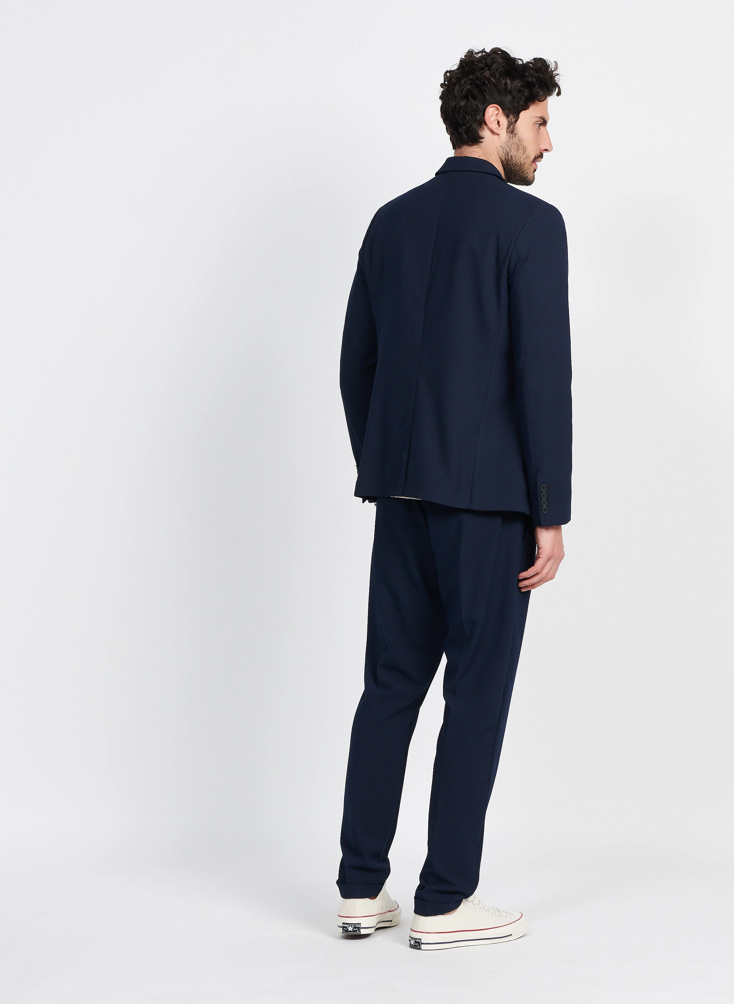 Pantalon carotte élastique | Bleu