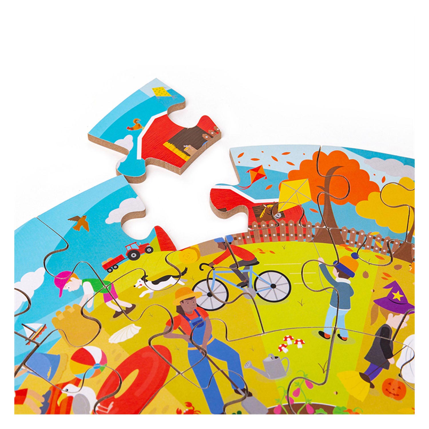 Bigjigs Houten Seizoenen Vloerpuzzel Rond, 50st.