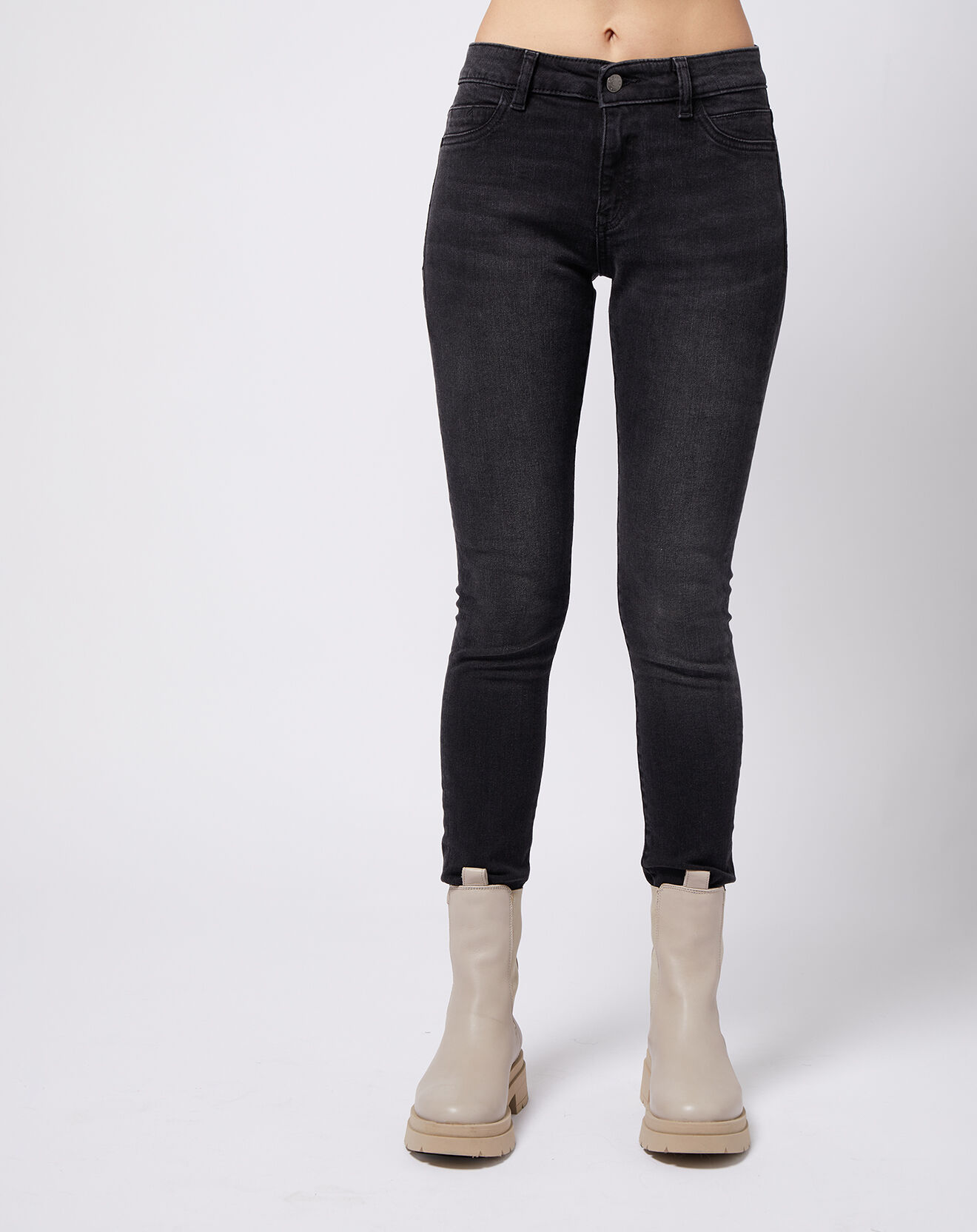 Esprit Jegging à taille mi-haute Slim Fit délavé gris foncé