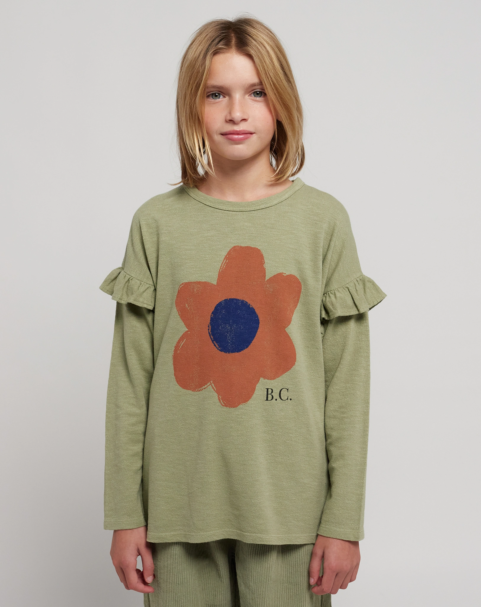 Langarmshirt BIG FLOWER in grün