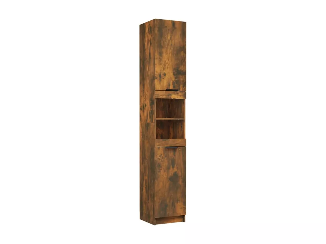 Armoire de bain Chêne fumé 32x34x188,5 cm Bois d'ingénierie