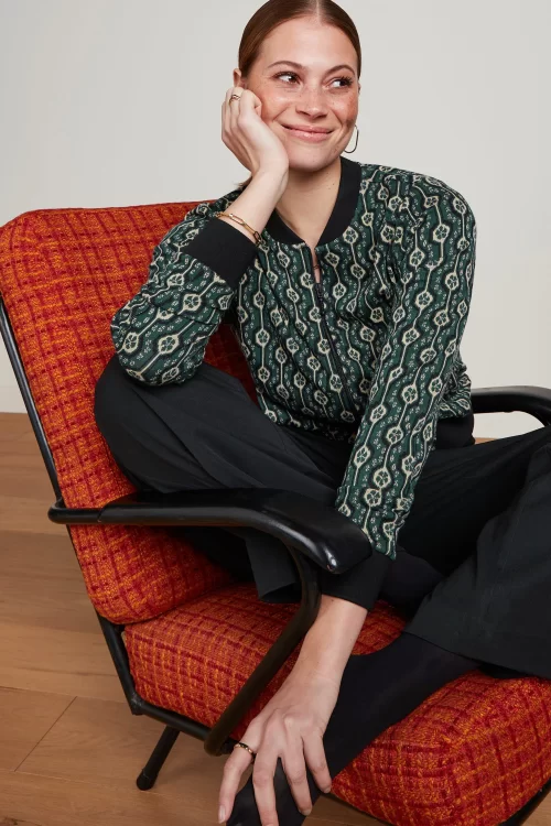 King Louie Bessie Carnaby Jacquard Bomber jasje in urban groen