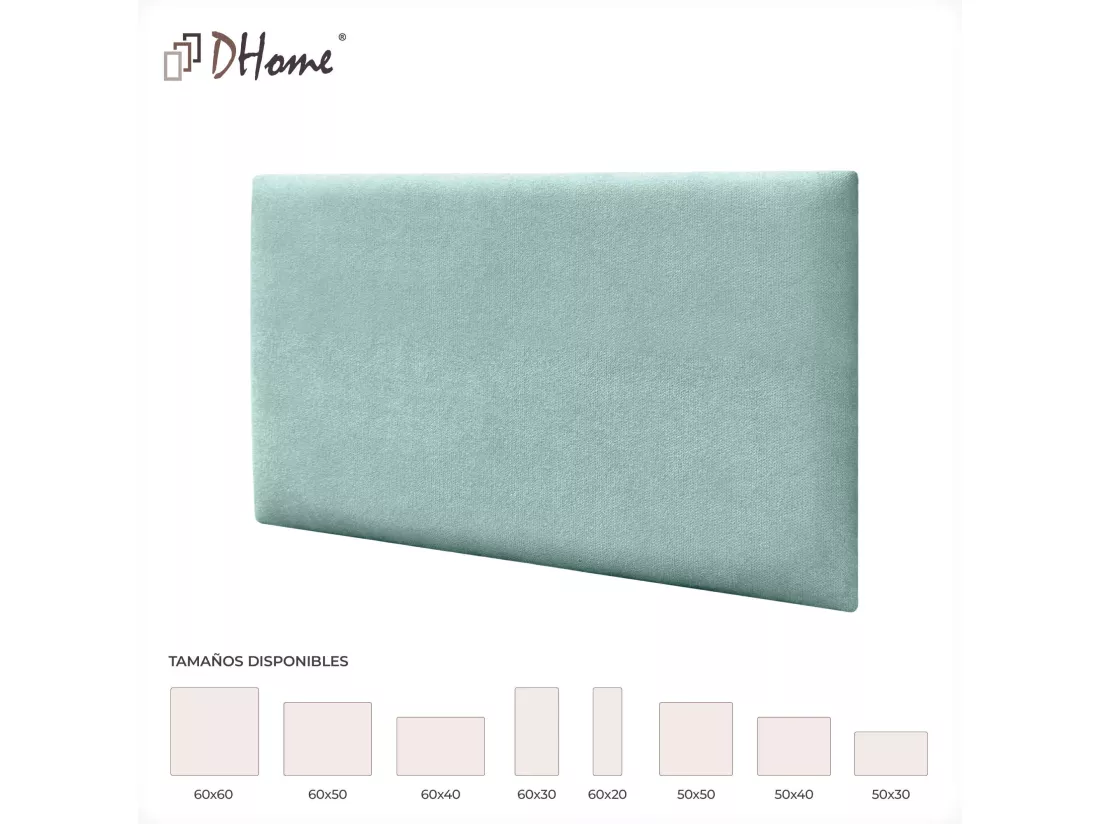 DHOME Lot de 6 Panneaux Rembourrés en Tissu Aqualine Autocollants pour Mur Acoustiques Absorbants Protection contre les choc (Vert d'Eau, 60x50cm, x6)