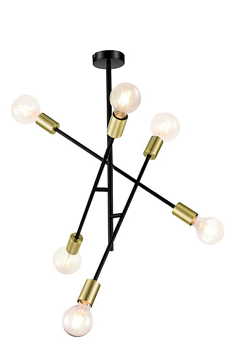 Suspension Monzoni 6 ampoules E27 IP20 noir