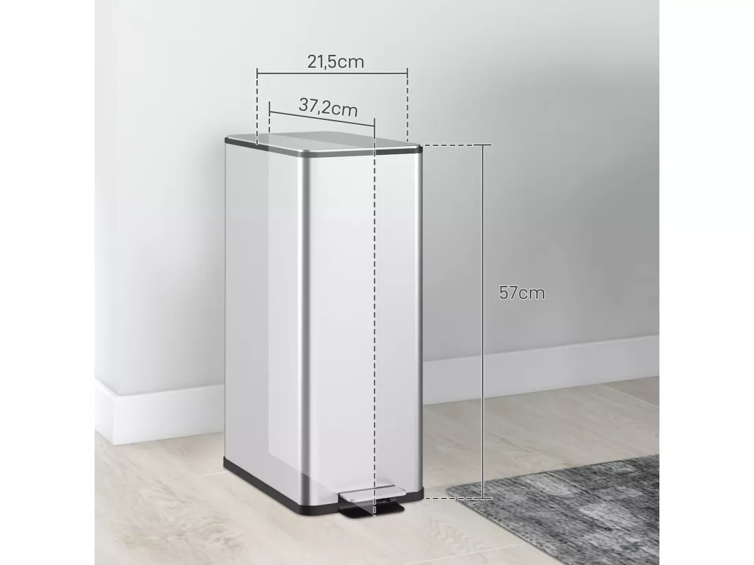Poubelle de cuisine 20L - poubelle à pédale compartiment seau amovible - acier inox.