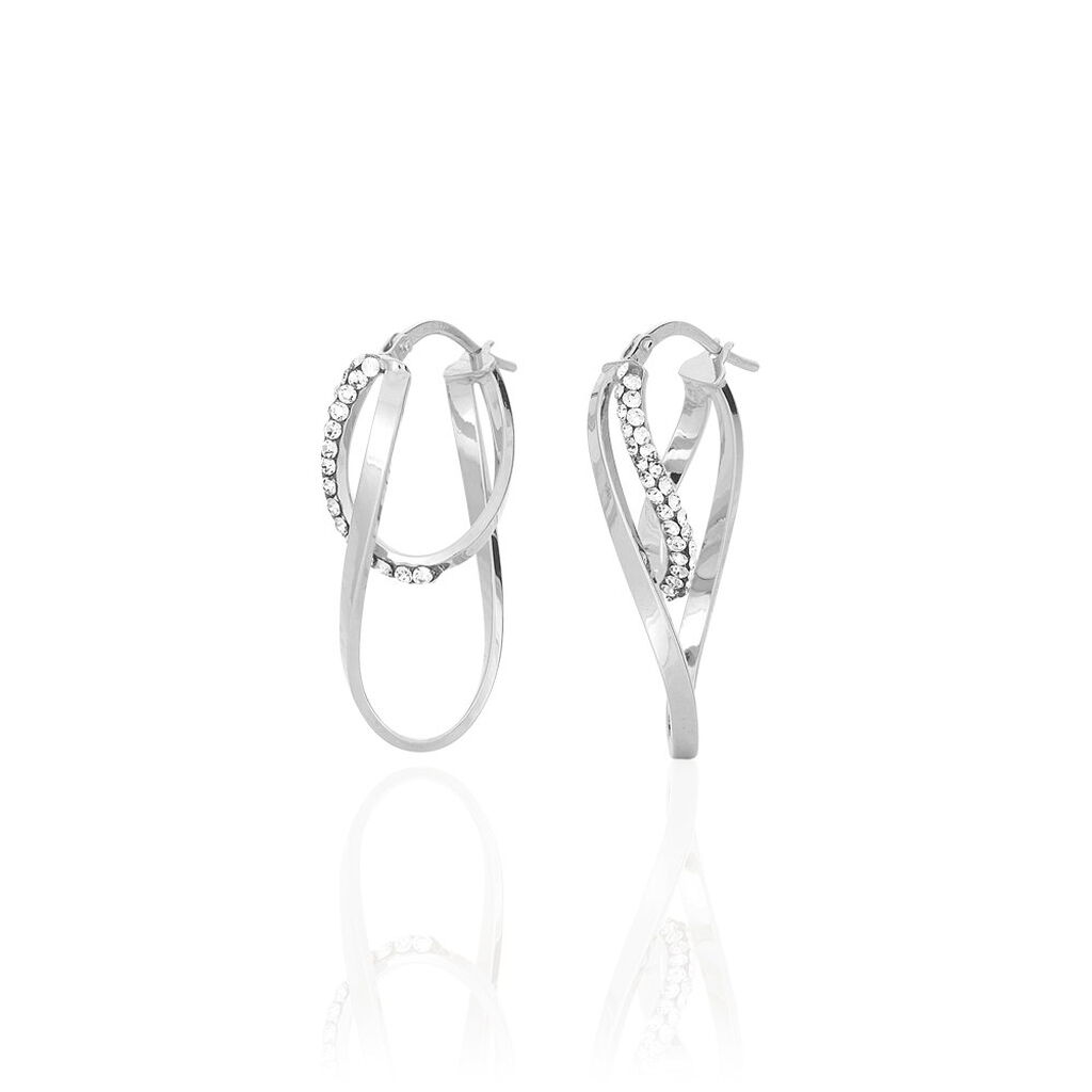 Créoles Luna Or Blanc Strass