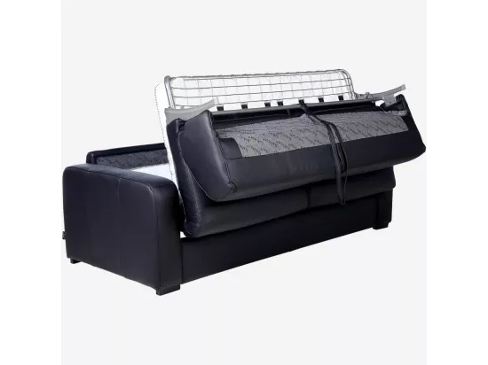 HABITAT - Canapé convertible 2 places - Couchage 140 cm - Matelas en mousse 14 cm - Cuir Noir - Porto