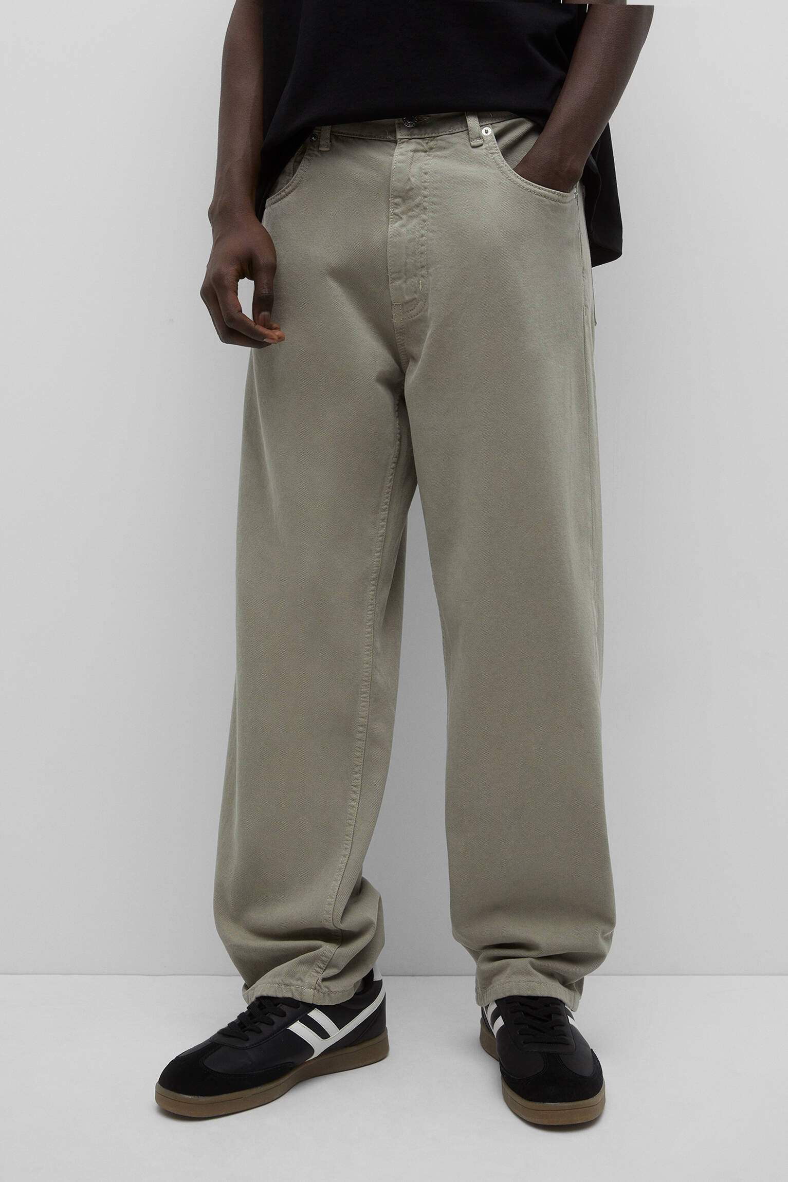 CALÇA JEANS CALÇA FOLGADA - CÁQUI