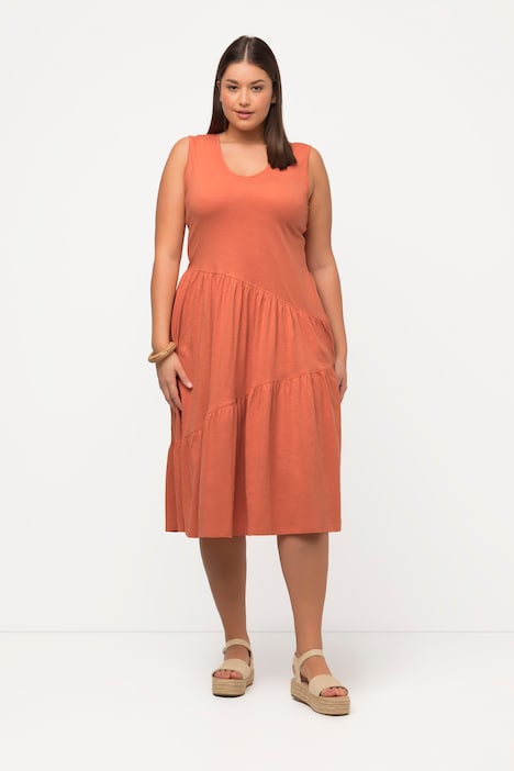 Midikleid, A-Linie, V-Ausschnitt, ärmellos, Biobaumwolle