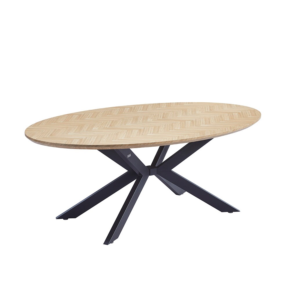 HOME DELUXE Esstisch Oval AVENTIS inkl. Sternfuß - 200 x 120 cm - versch. Farben - Fishbone Oak